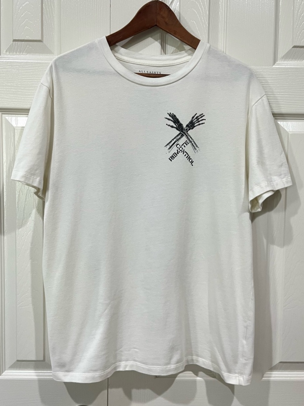 All Saints Men’s Remote Control Graphic Crew Neck T-Shirt White Small